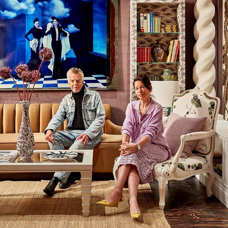 Nicky Haslam and Colette van den Thillart for WOW house at Design Centre Chelsea Harbour. Photo by Milo Brown